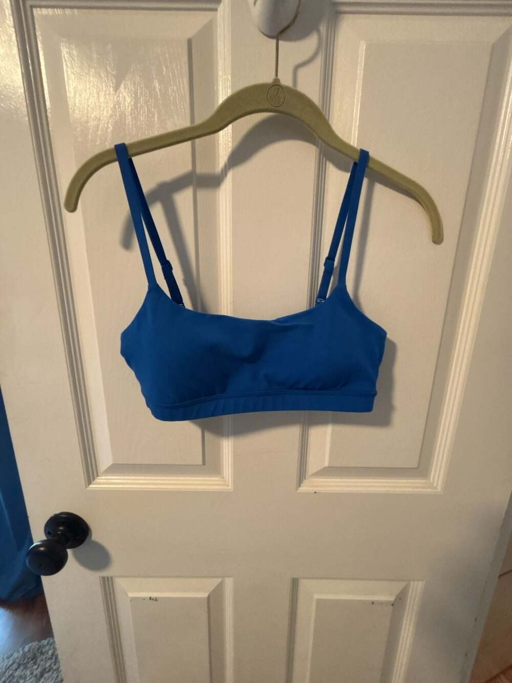 CRZ YOGA Women's Butterbreeze Spaghetti Strap Scoop Neck Sports Bra in Blue